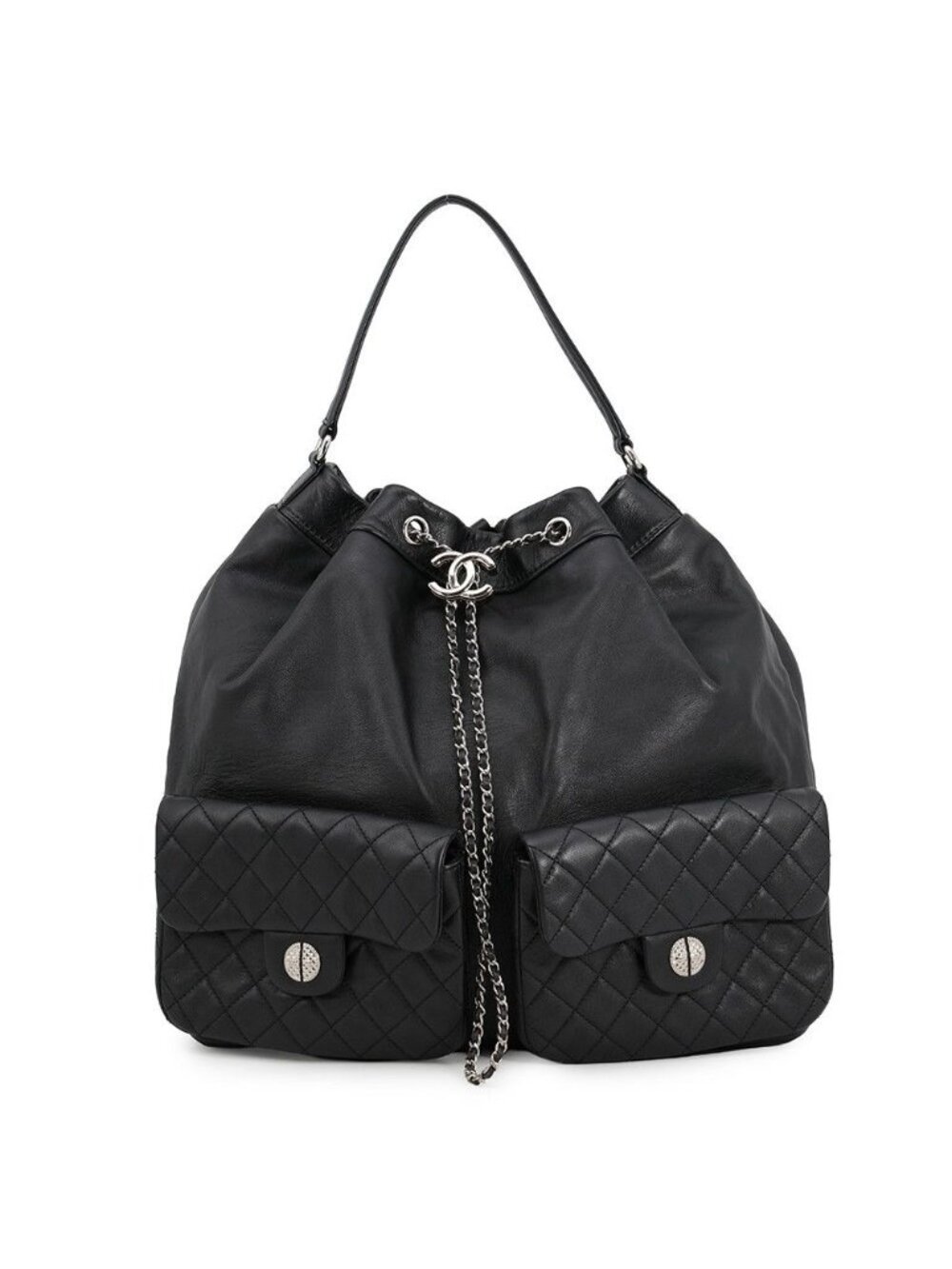 Chanel Backpack Quilted CC Logo Lambskin Black